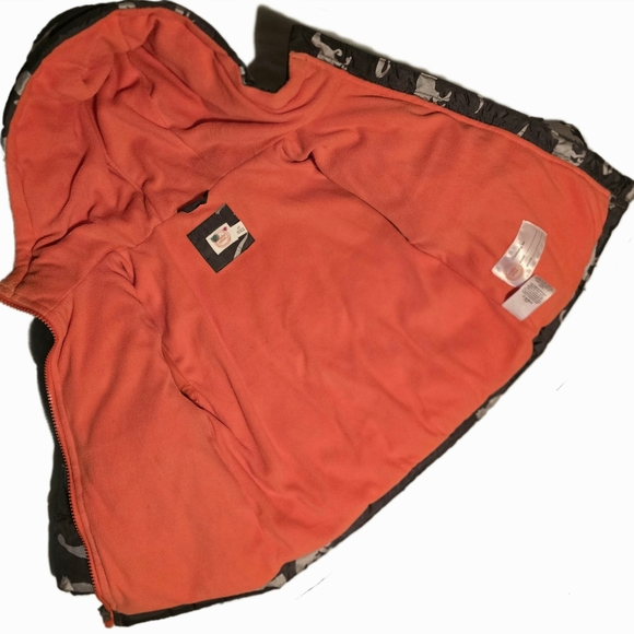 🔵 ☆ NWOT ☆ Wonder Nation Toddler Dino Print Bubble Jacket 2T Orange Grey - Picture 7 of 14